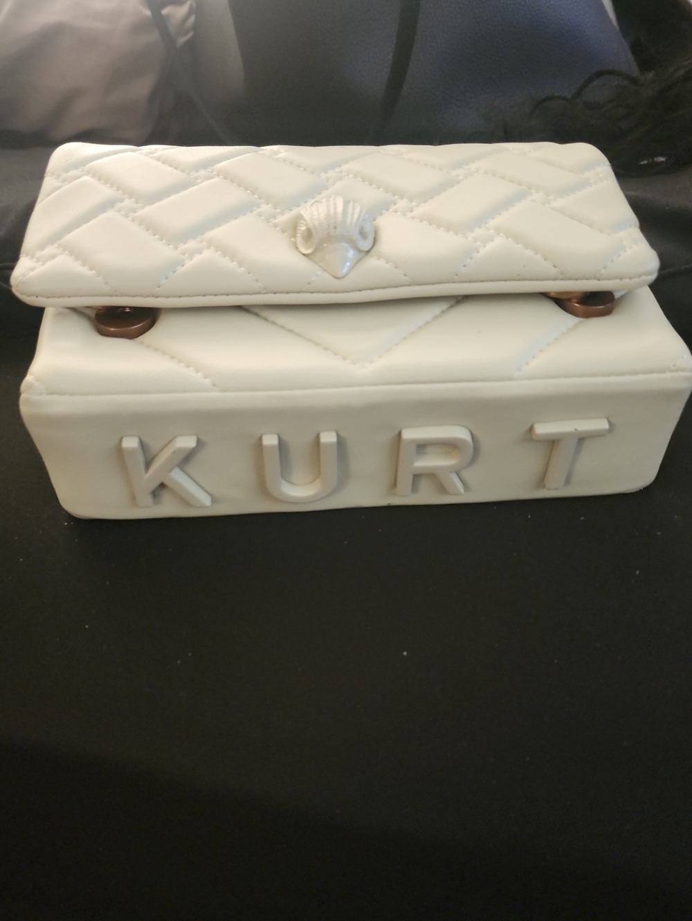 Kurt Geiger White Quilted Crossbody with Shell Clasp